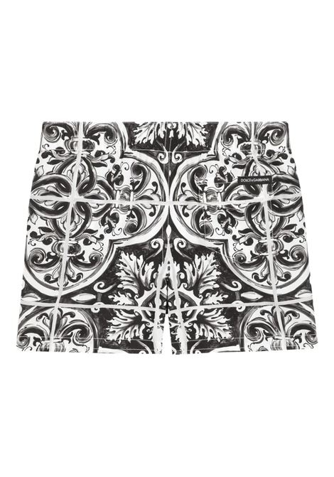 Black Majolica Print Swimwear DOLCE & GABBANA KIDS | L1J818-ON01CHY5DQ